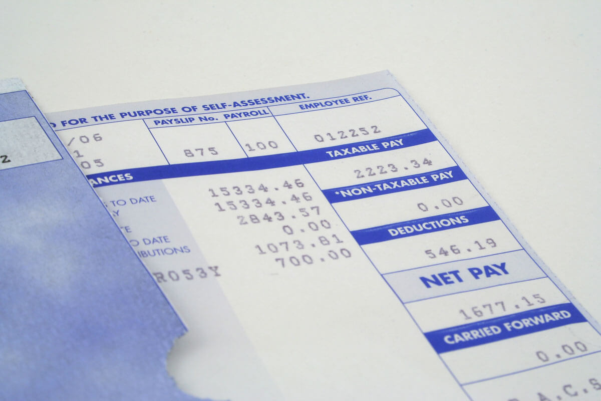 The corner of a payslip showing deductions.